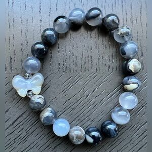 Volcano agate with bow bracelet 10mm SIZE 7.25’